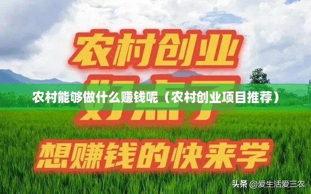 农村能够做什么赚钱呢（农村创业项目推荐）