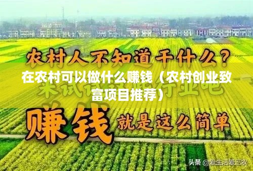 在农村可以做什么赚钱（农村创业致富项目推荐）