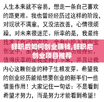 辞职后如何创业赚钱,辞职后创业项目推荐