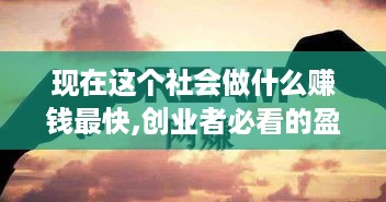 现在这个社会做什么赚钱最快,创业者必看的盈利项目推荐