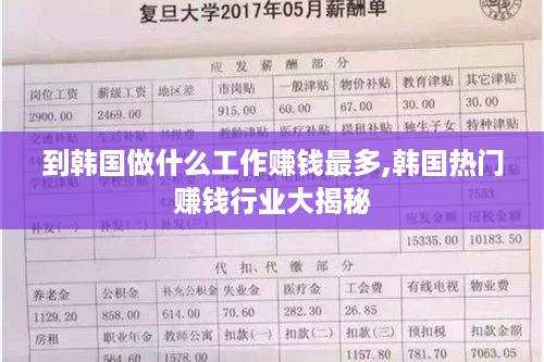 到韩国做什么工作赚钱最多,韩国热门赚钱行业大揭秘