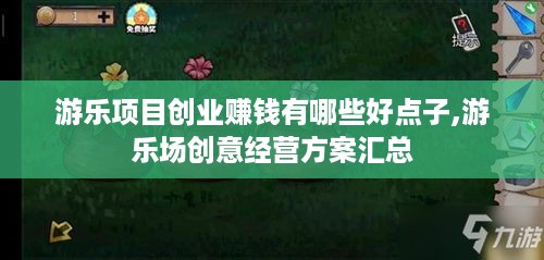 游乐项目创业赚钱有哪些好点子,游乐场创意经营方案汇总