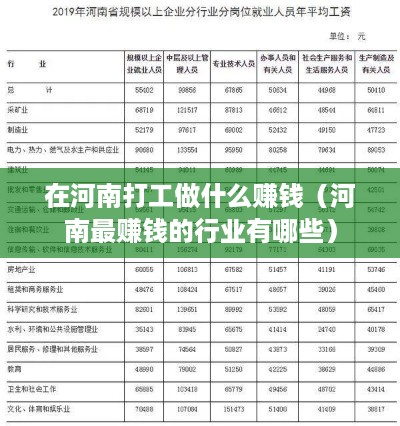 在河南打工做什么赚钱（河南最赚钱的行业有哪些）