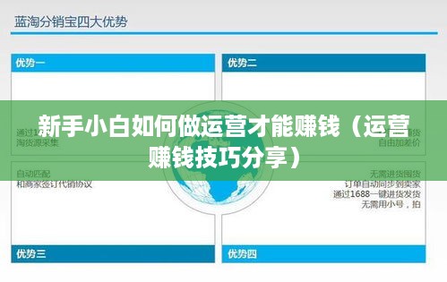 新手小白如何做运营才能赚钱（运营赚钱技巧分享）