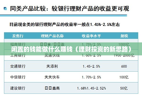 闲置的钱能做什么赚钱（理财投资的新思路）