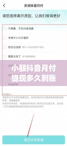 小额抖音月付提现多久到账？小额抖音月付提现时间和步骤详解