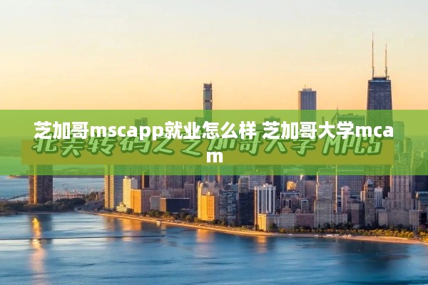 芝加哥mscapp就业怎么样 芝加哥大学mcam