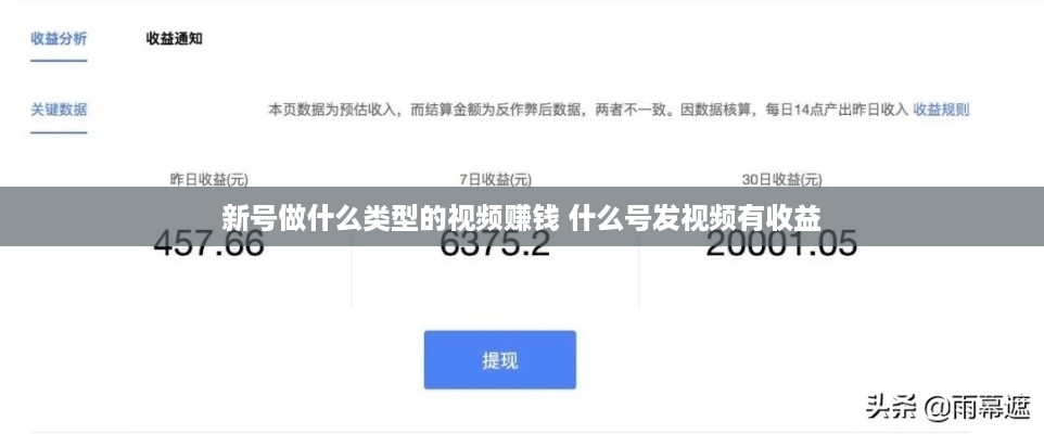 新号做什么类型的视频赚钱 什么号发视频有收益