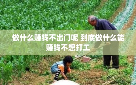 做什么赚钱不出门呢 到底做什么能赚钱不想打工