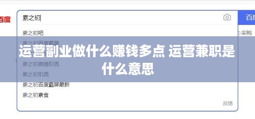 运营副业做什么赚钱多点 运营兼职是什么意思