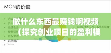 做什么东西最赚钱啊视频（探究创业项目的盈利模式）