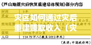 灾区如何通过灾后重建赚取收入（灾区经济复苏策略）