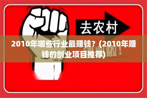 2010年哪些行业最赚钱？(2010年赚钱的创业项目推荐)