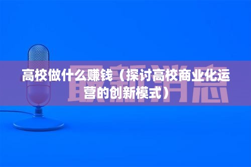 高校做什么赚钱（探讨高校商业化运营的创新模式）