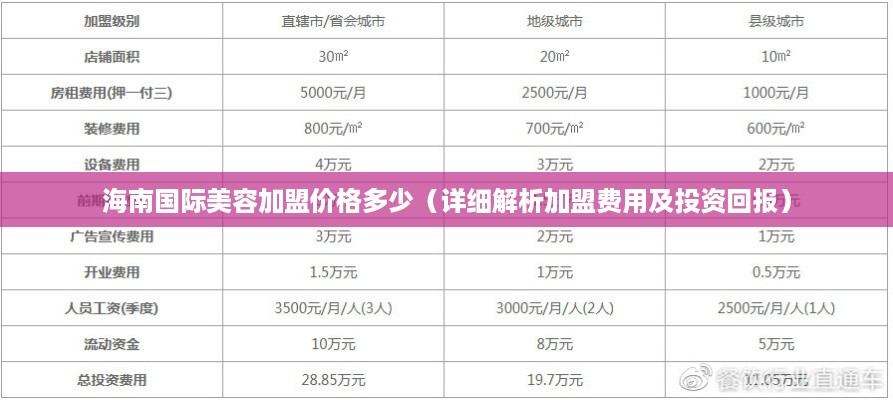 海南国际美容加盟价格多少（详细解析加盟费用及投资回报）