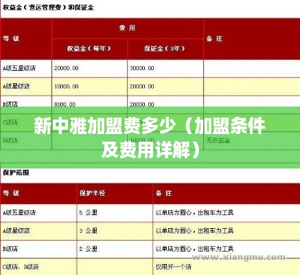 新中雅加盟费多少（加盟条件及费用详解）