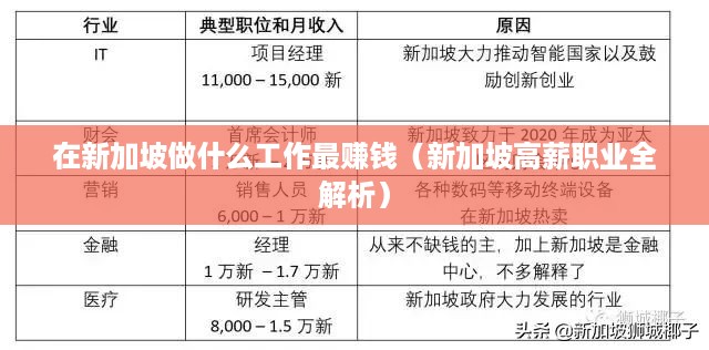 在新加坡做什么工作最赚钱（新加坡高薪职业全解析）