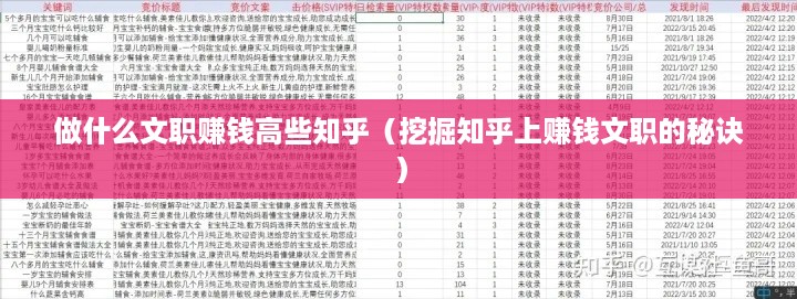做什么文职赚钱高些知乎（挖掘知乎上赚钱文职的秘诀）