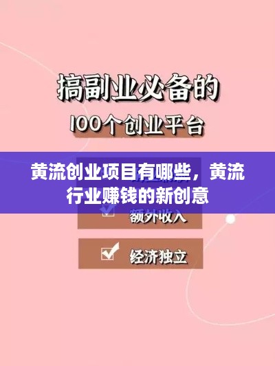 黄流创业项目有哪些，黄流行业赚钱的新创意