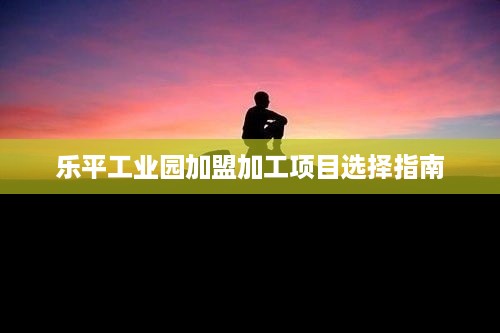 乐平工业园加盟加工项目选择指南