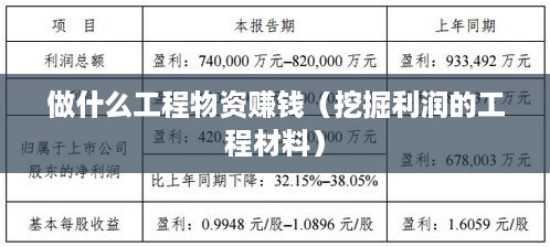 做什么工程物资赚钱（挖掘利润的工程材料）