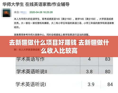 去新疆做什么项目好赚钱 去新疆做什么收入比较高