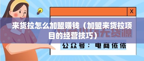 来货拉怎么加盟赚钱（加盟来货拉项目的经营技巧）