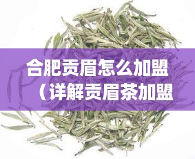 合肥贡眉怎么加盟（详解贡眉茶加盟流程）