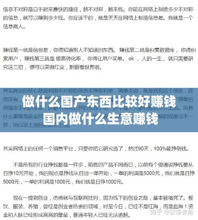 做什么国产东西比较好赚钱 国内做什么生意赚钱