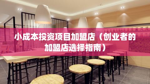 小成本投资项目加盟店（创业者的加盟店选择指南）