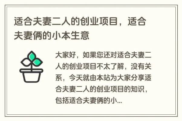 夫妻创业新视角，探寻赚钱买卖之路