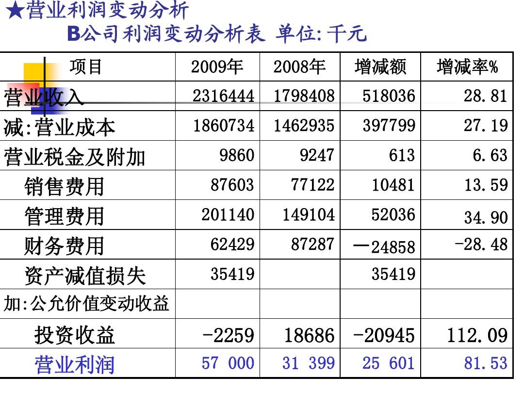 加盟项目利润分析表PPT