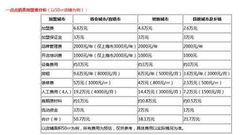 加盟项目成本解析方案范文