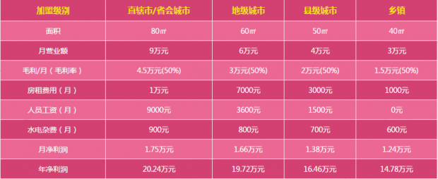 招商加盟项目排行表格下载