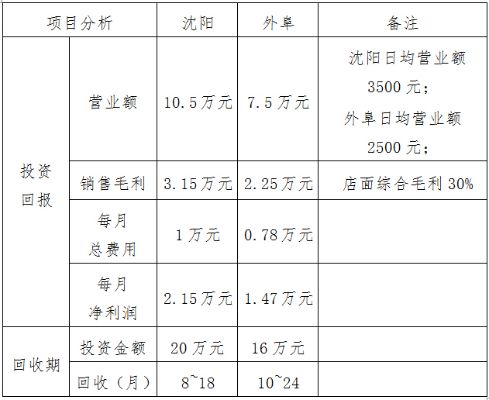 项目加盟收益分析报告模板