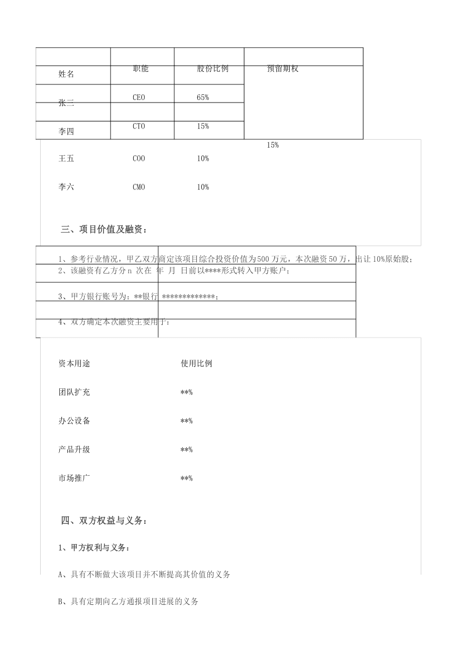 天使论投资协议 天使轮投资协议书