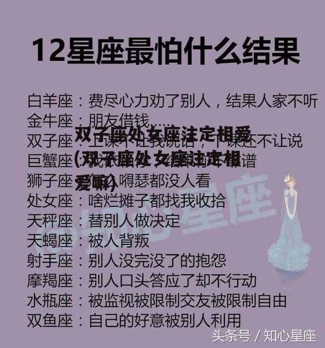 双子座处女座注定相爱(双子座处女座注定相爱嘛)