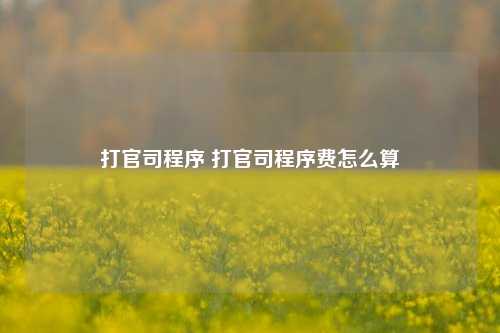 打官司程序 打官司程序费怎么算